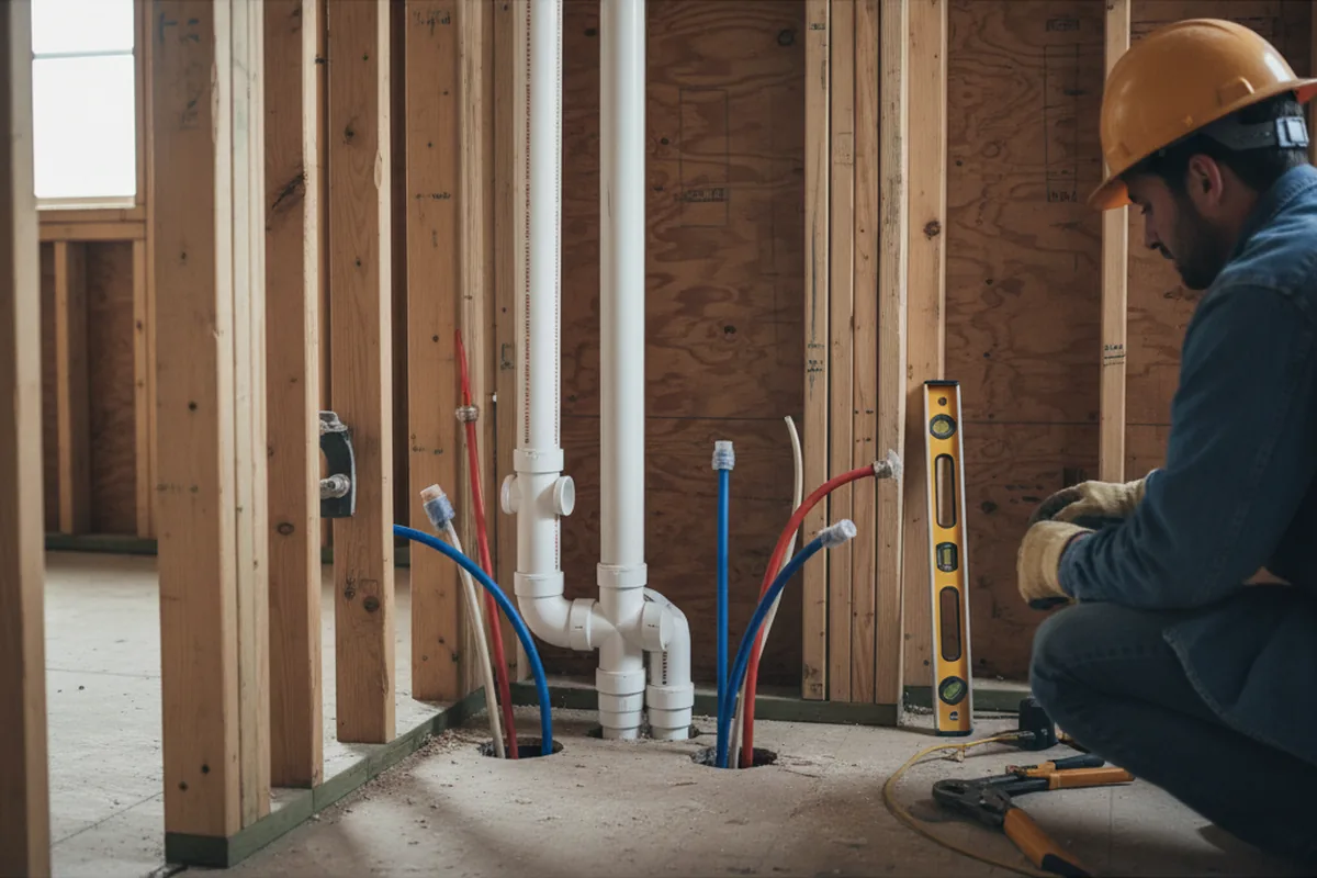 Drain and supply rough-in during Drain Cleaning in Lytle