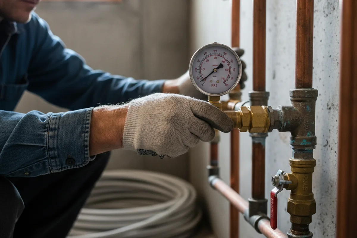 Pressure testing a repaired line during Water Line Repair in Lytle